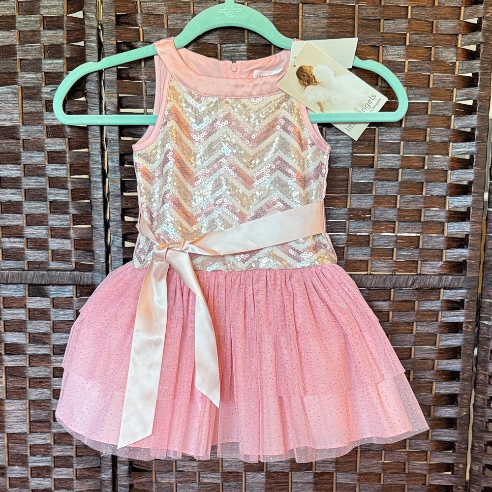 Us Little Angels Pink & gold Sequin tutu Dress NWT $62 girls 3t fancy holiday